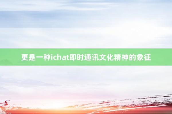 更是一种ichat即时通讯文化精神的象征